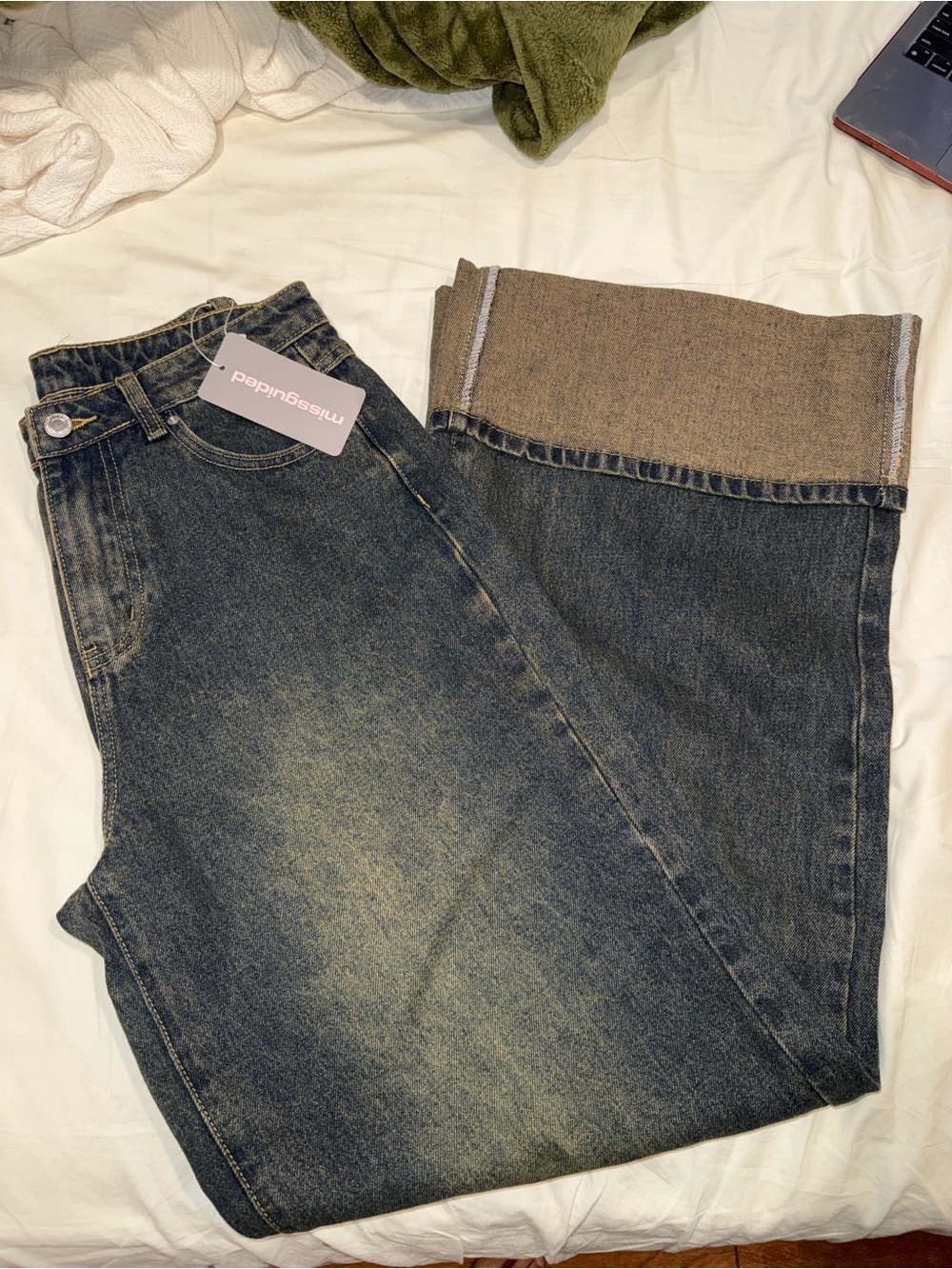 Missguided high waisted wide leg jeans